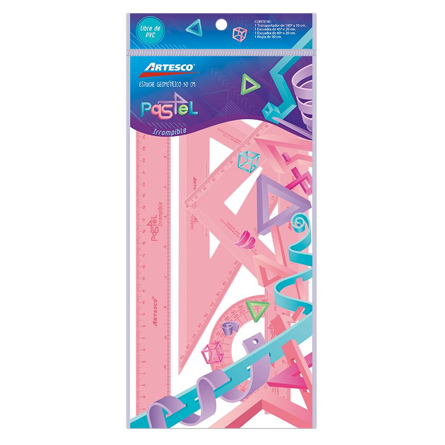 REGLA ESCUADRA PASTEL FLEXIBLE 30 CM - ARTESCO