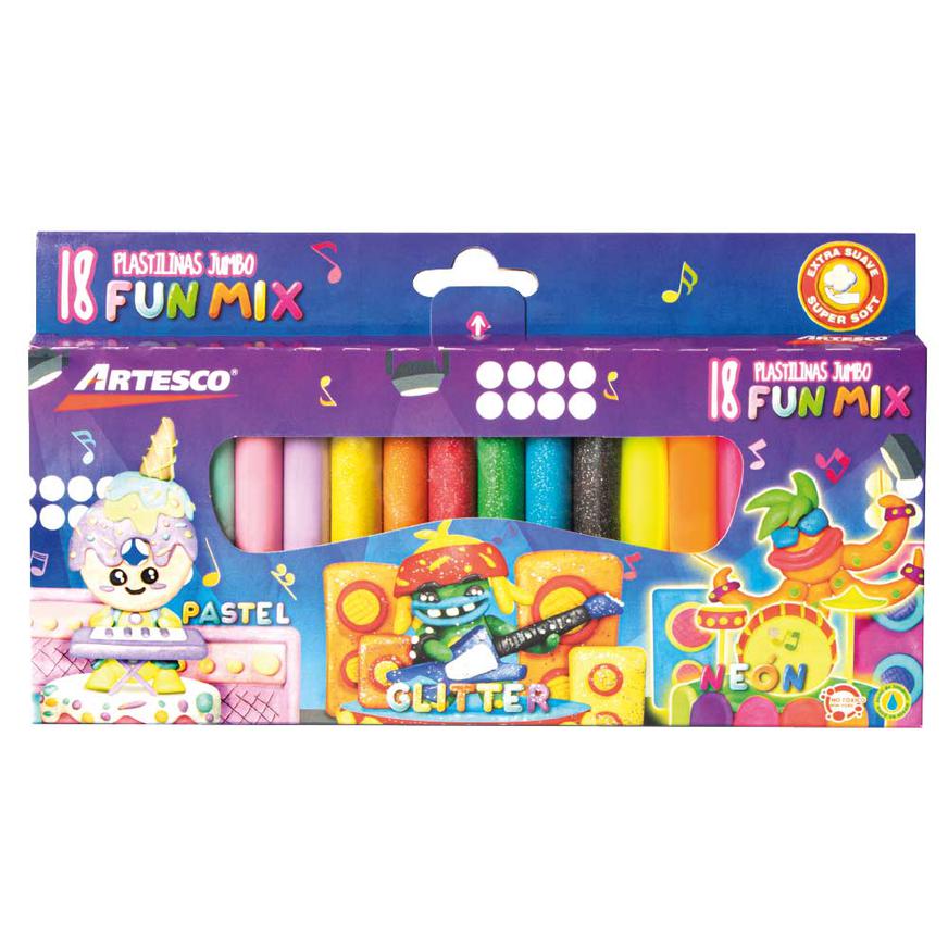 PLASTILINA FUNMIX JUMBO X 18 ARTESCO