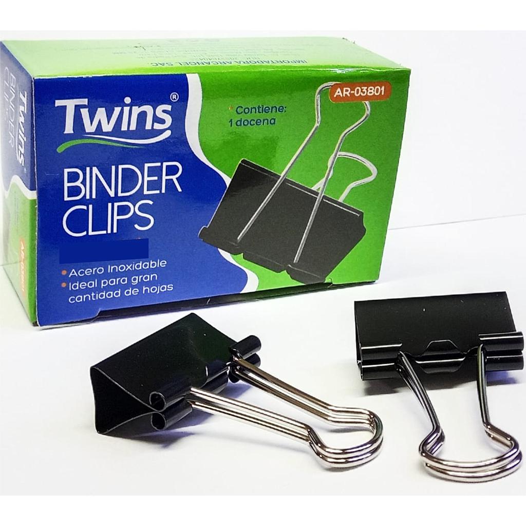 BINDER CLIPS 1 5/8´ CAJA X12 - TWINS