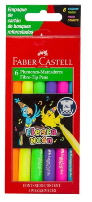 PLUMON DELGADO X 6 NEON FABER CASTELL