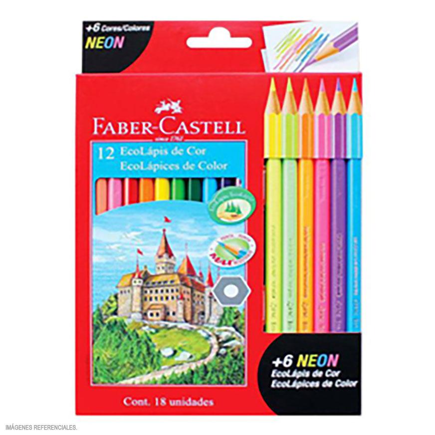 COLORES DELGADO X 12 + 6 NEON  FABER CASTELL