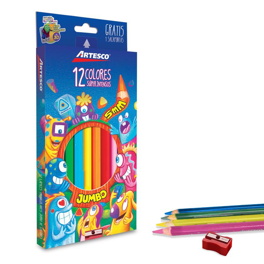 COLORES JUMBO X 12 C/TAJ - ARTESCO 