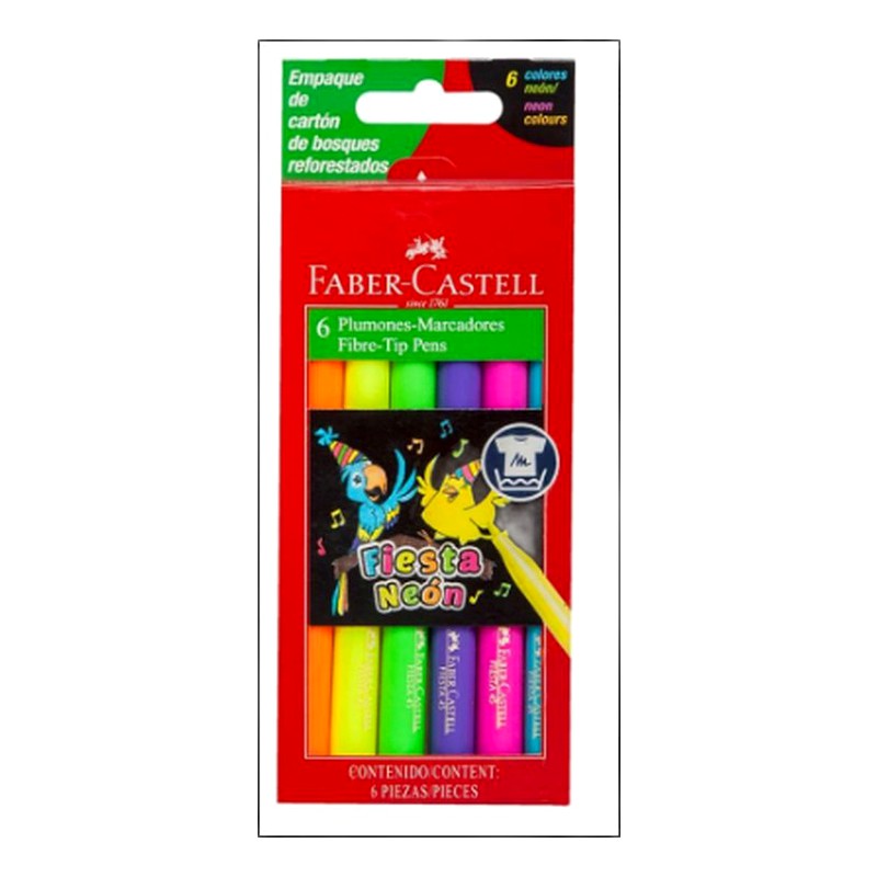 PLUMON DELGADO X 6 NEON FABER CASTELL