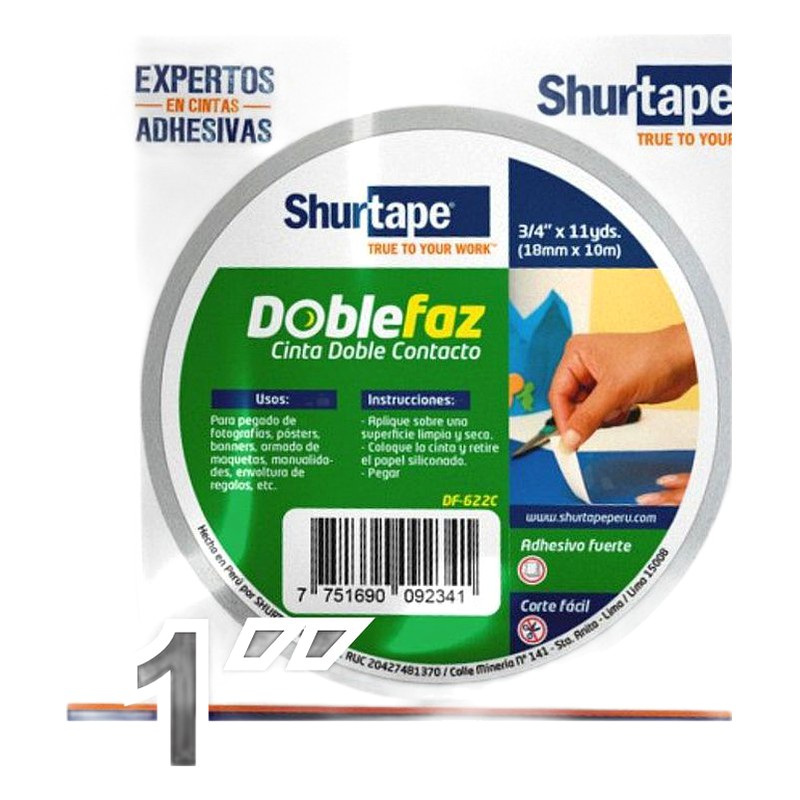 CINTA DOBLE FAZ 1´´ X 11YDS - SHURTAPE